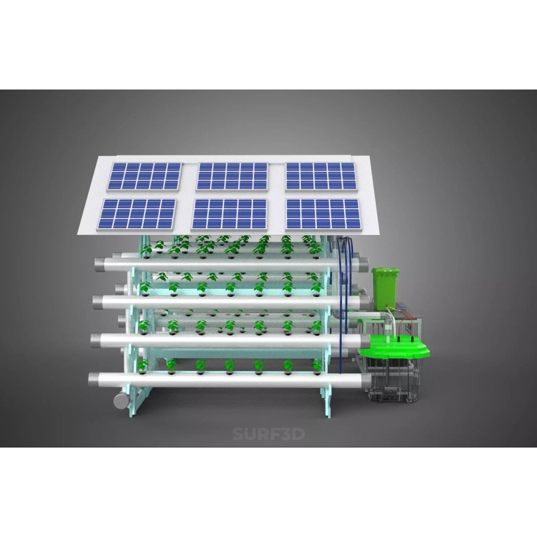 IoT Smart Hydroponic Solar Panel Power Farm 3D Model – PBR Game Asset, FBX, OBJ - View 13