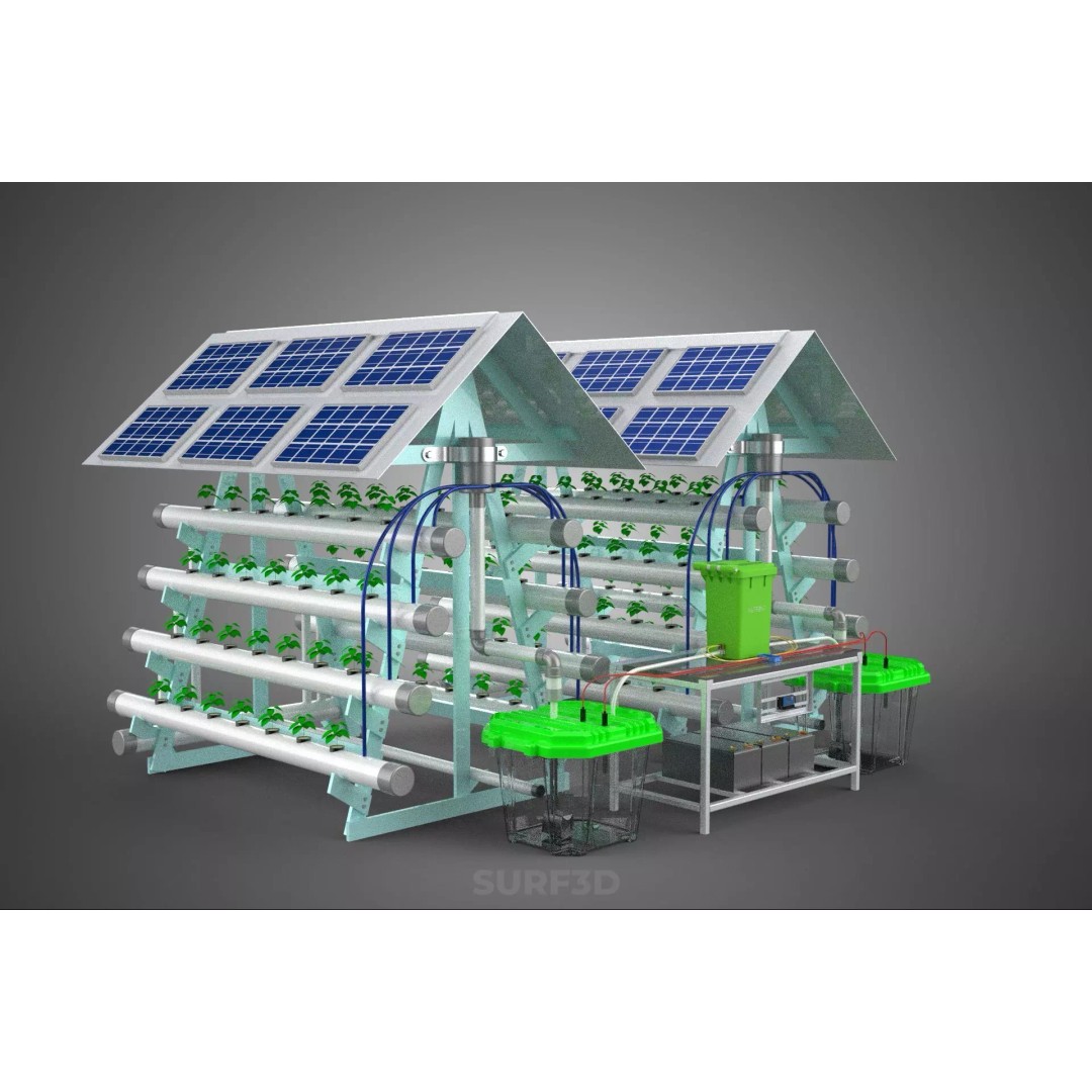 IoT Smart Hydroponic Solar Panel Power Farm 3D Model – PBR Game Asset, FBX, OBJ - View 14