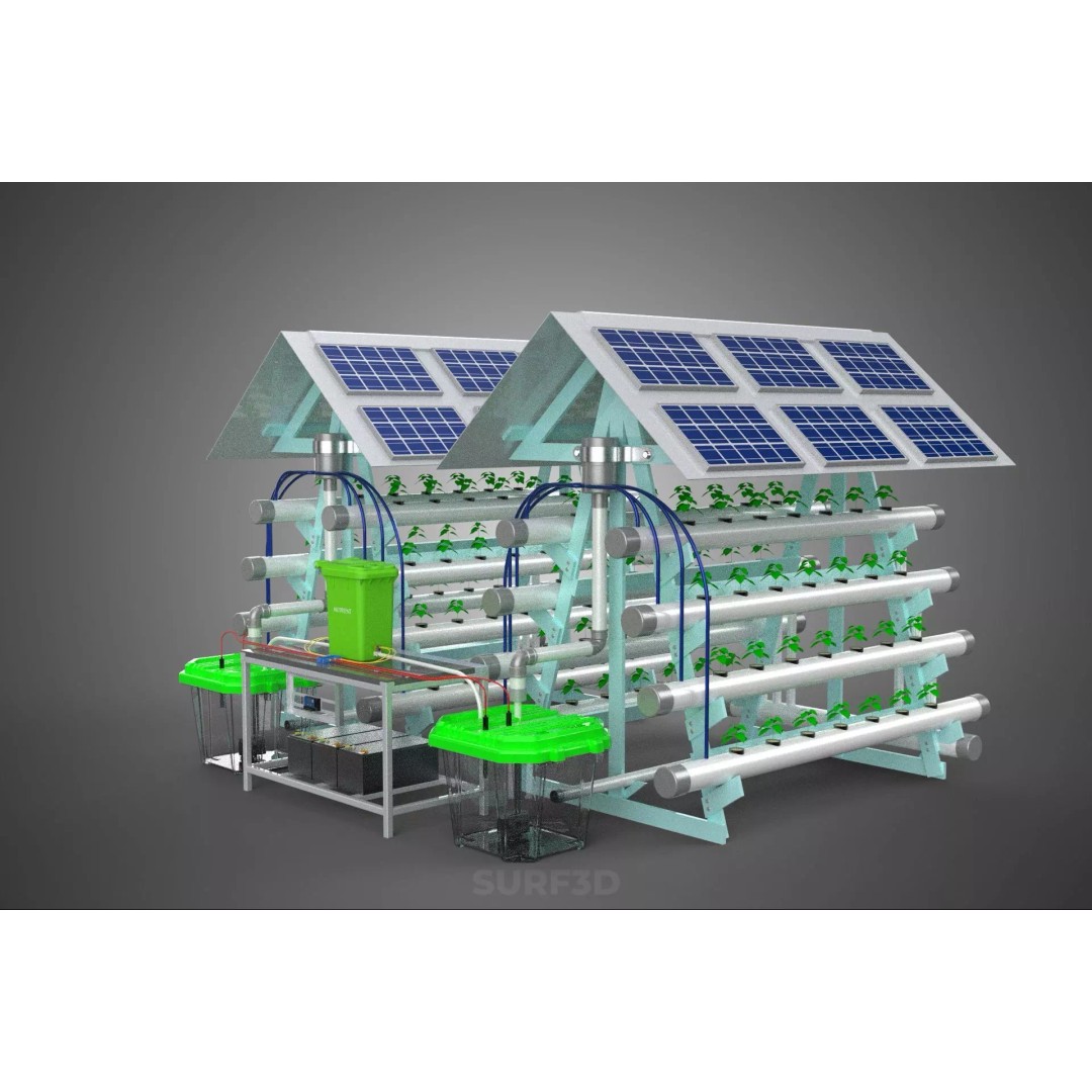 IoT Smart Hydroponic Solar Panel Power Farm 3D Model – PBR Game Asset, FBX, OBJ - View 16