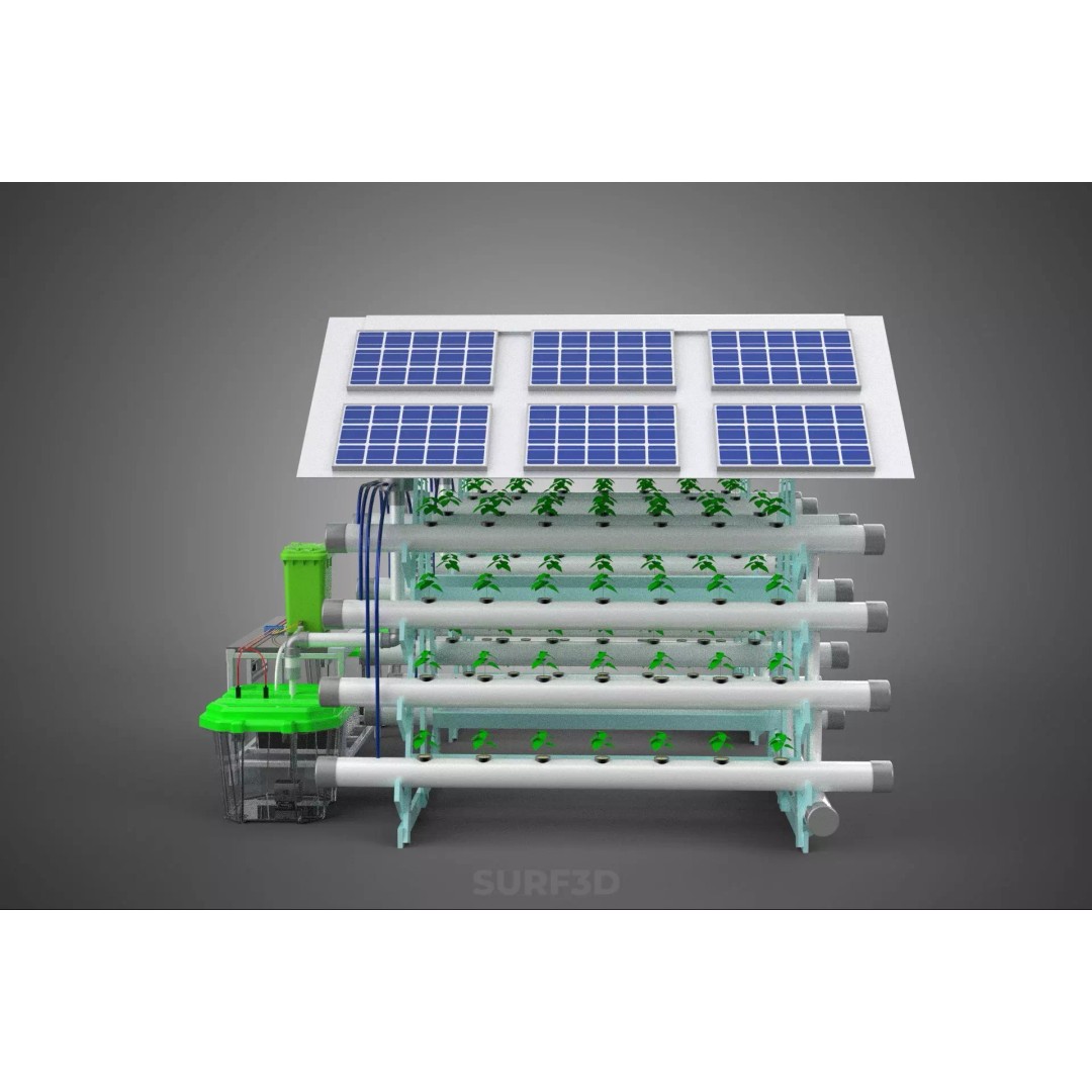 IoT Smart Hydroponic Solar Panel Power Farm 3D Model – PBR Game Asset, FBX, OBJ - View 17