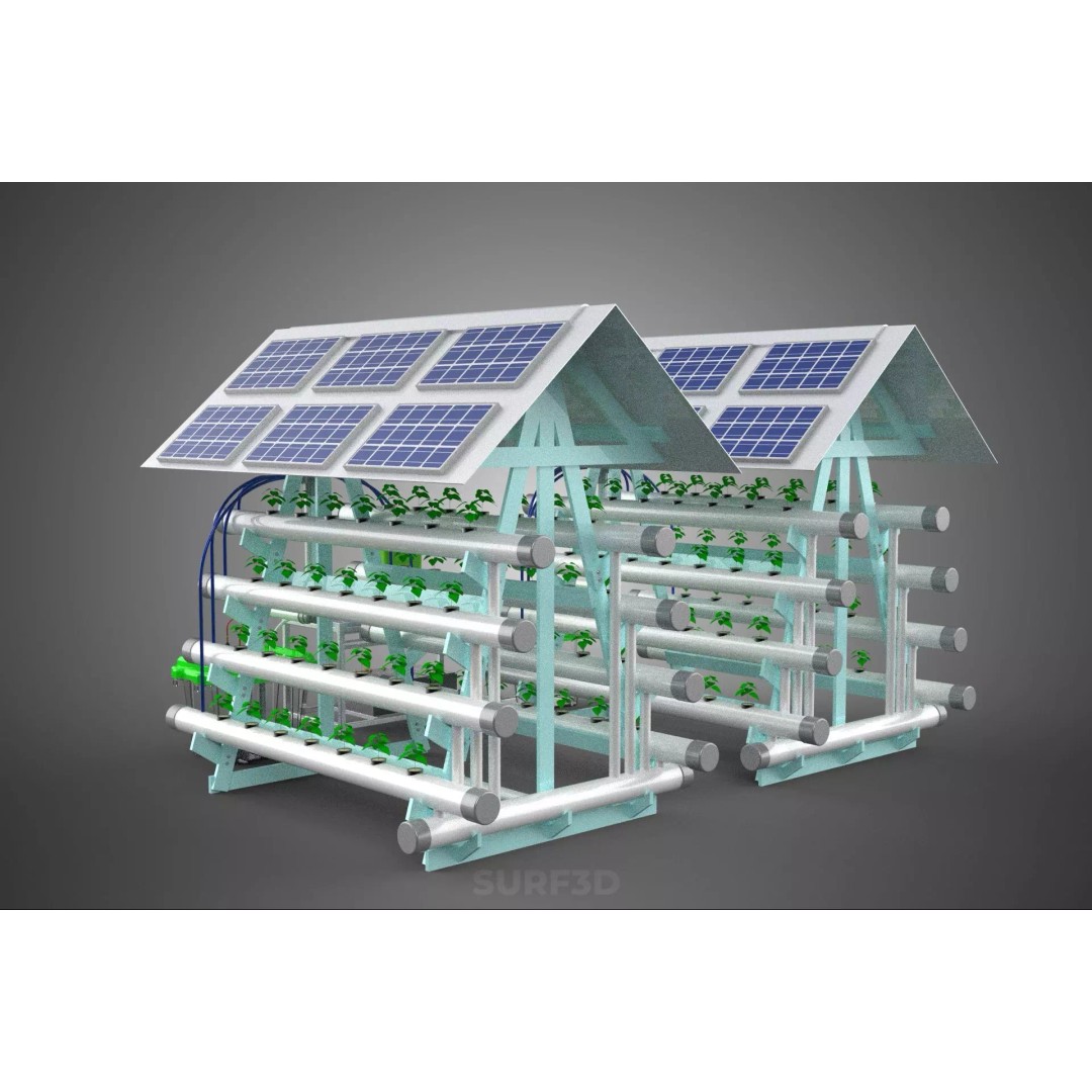 IoT Smart Hydroponic Solar Panel Power Farm 3D Model – PBR Game Asset, FBX, OBJ - View 18