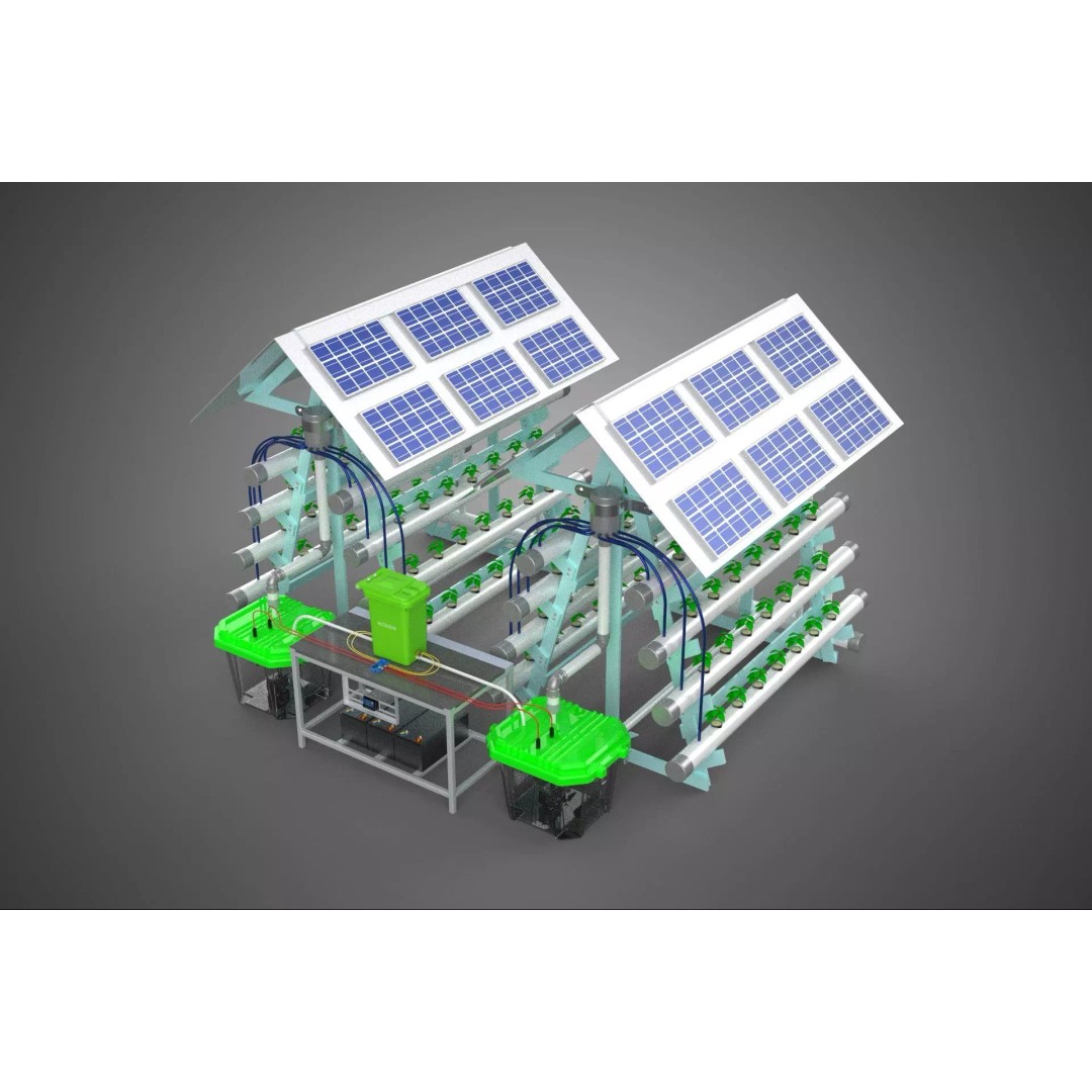 IoT Smart Hydroponic Solar Panel Power Farm 3D Model – PBR Game Asset, FBX, OBJ - View 2