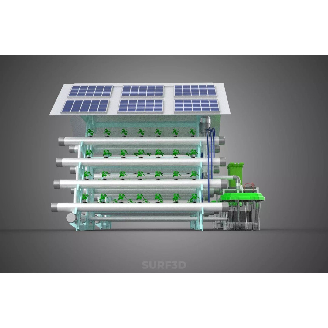 IoT Smart Hydroponic Solar Panel Power Farm 3D Model – PBR Game Asset, FBX, OBJ - View 21
