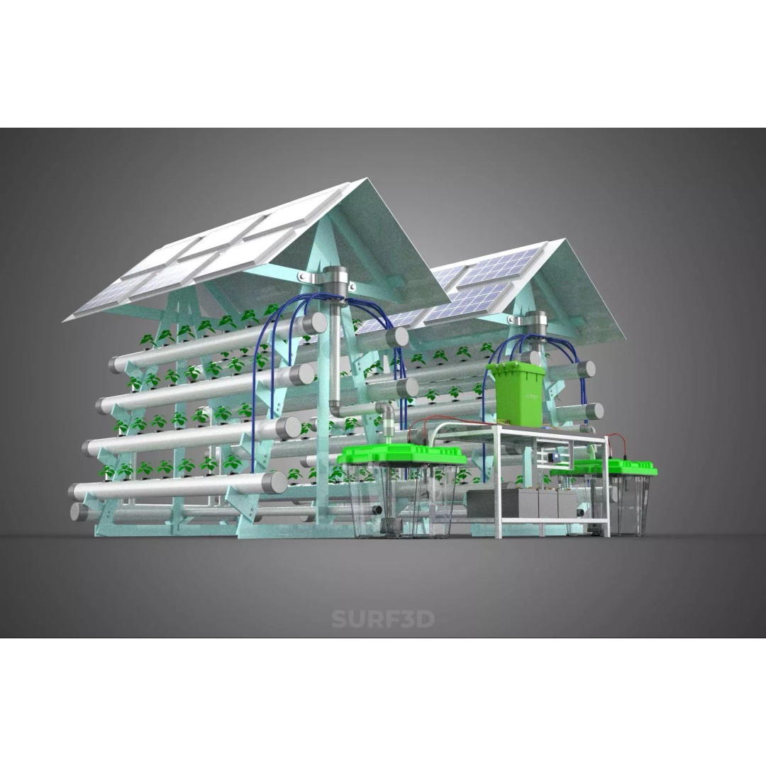 IoT Smart Hydroponic Solar Panel Power Farm 3D Model – PBR Game Asset, FBX, OBJ - View 22