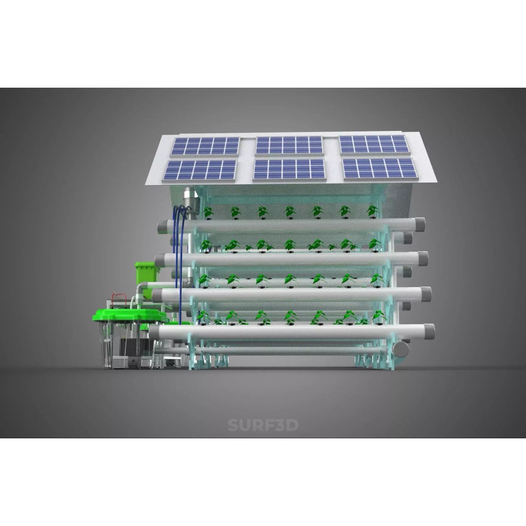IoT Smart Hydroponic Solar Panel Power Farm 3D Model – PBR Game Asset, FBX, OBJ - View 25