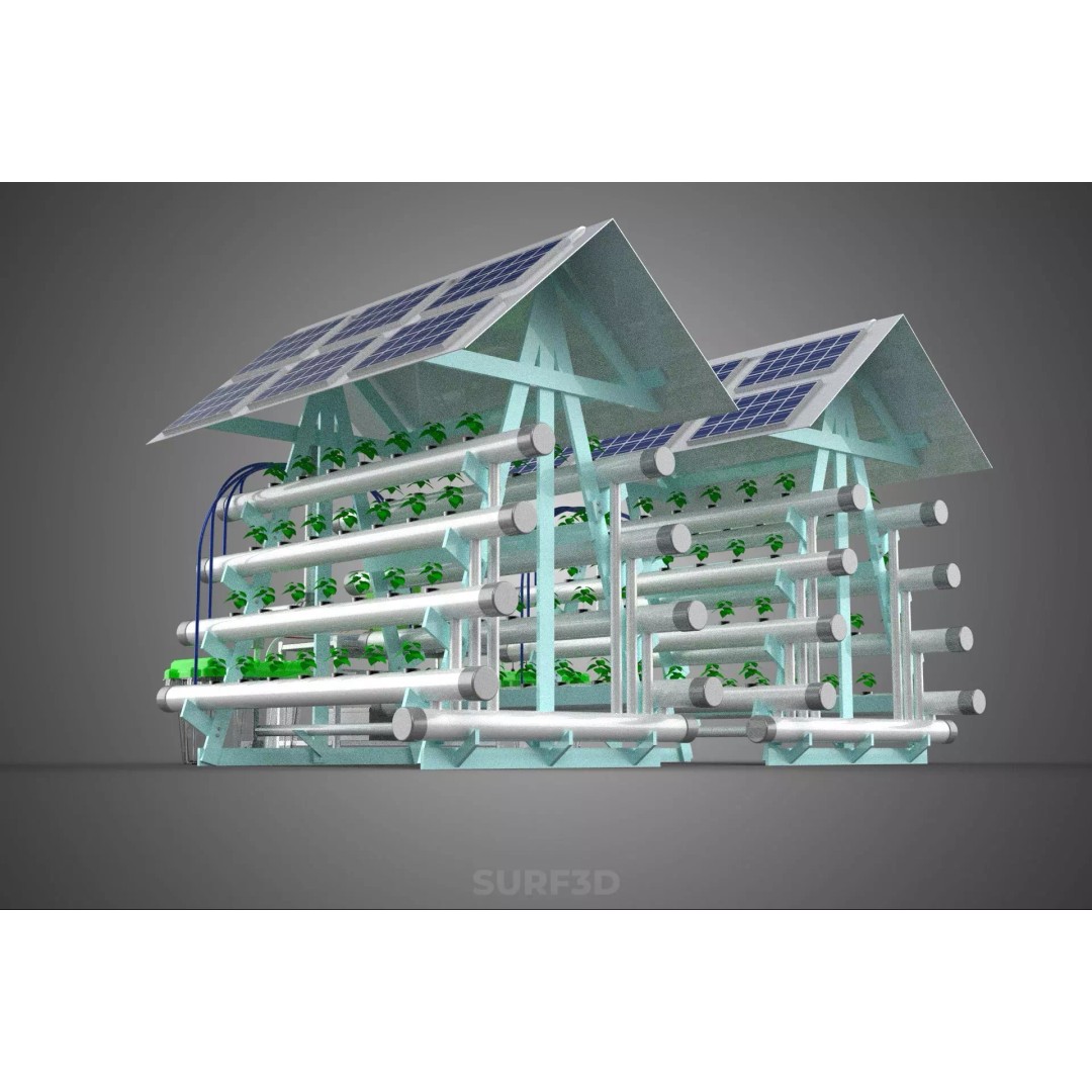 IoT Smart Hydroponic Solar Panel Power Farm 3D Model – PBR Game Asset, FBX, OBJ - View 26