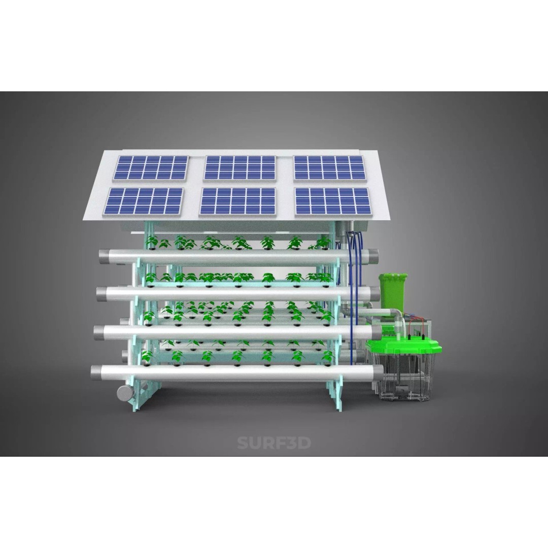 IoT Smart Hydroponic Solar Panel Power Farm 3D Model – PBR Game Asset, FBX, OBJ - View 29