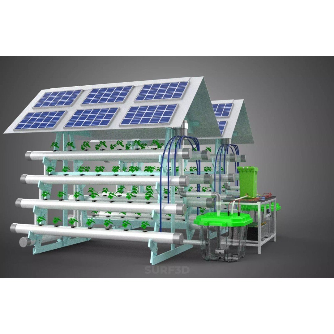 IoT Smart Hydroponic Solar Panel Power Farm 3D Model – PBR Game Asset, FBX, OBJ - View 30