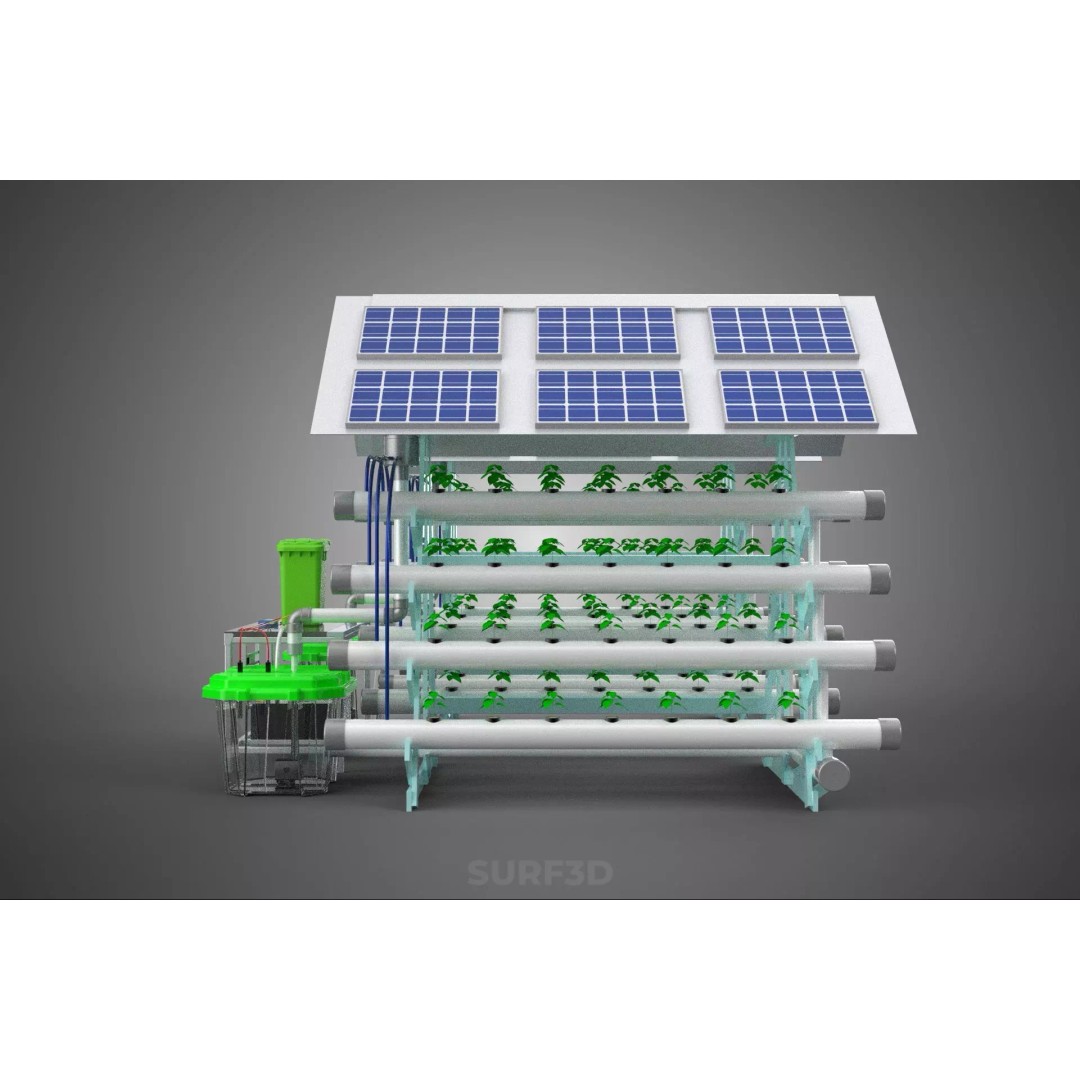 IoT Smart Hydroponic Solar Panel Power Farm 3D Model – PBR Game Asset, FBX, OBJ - View 31
