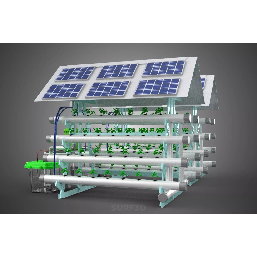 IoT Smart Hydroponic Solar Panel Power Farm 3D Model – PBR Game Asset, FBX, OBJ - View 32