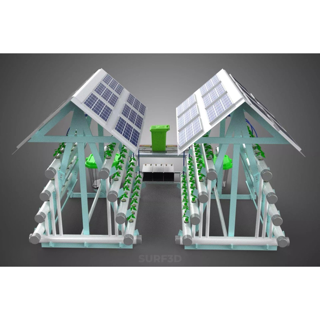 IoT Smart Hydroponic Solar Panel Power Farm 3D Model – PBR Game Asset, FBX, OBJ - View 36