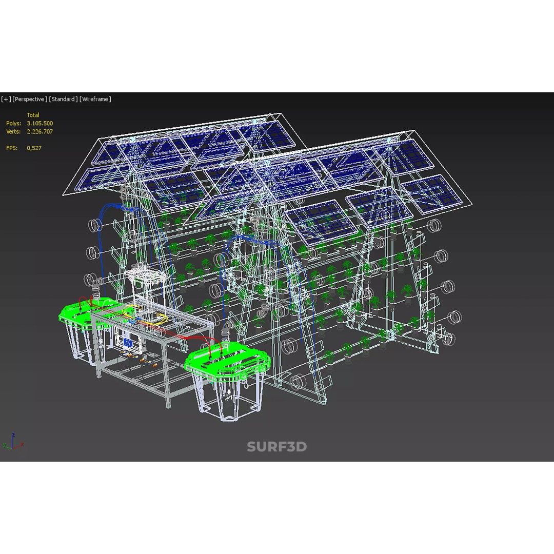 IoT Smart Hydroponic Solar Panel Power Farm 3D Model – PBR Game Asset, FBX, OBJ - View 38