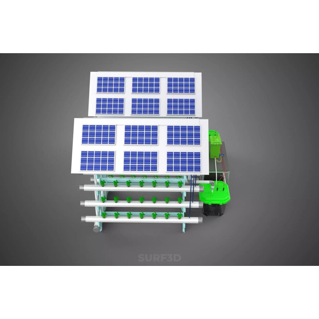 IoT Smart Hydroponic Solar Panel Power Farm 3D Model – PBR Game Asset, FBX, OBJ - View 5
