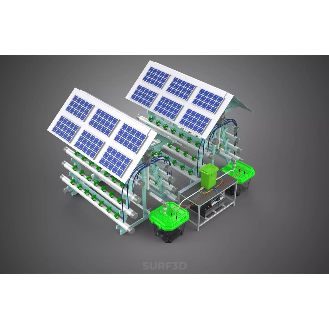 IoT Smart Hydroponic Solar Panel Power Farm 3D Model – PBR Game Asset, FBX, OBJ - View 6