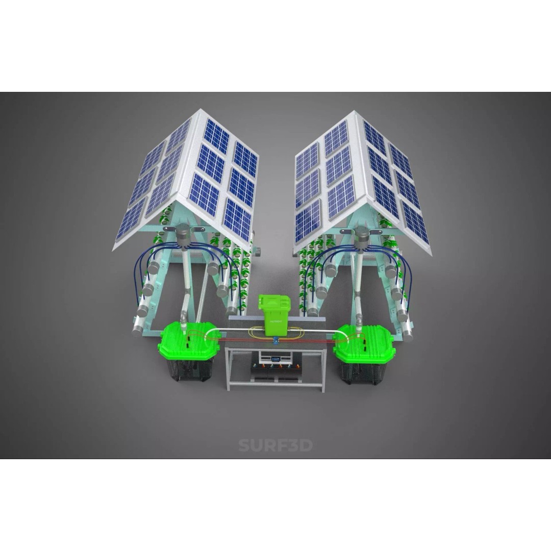 IoT Smart Hydroponic Solar Panel Power Farm 3D Model – PBR Game Asset, FBX, OBJ - View 7