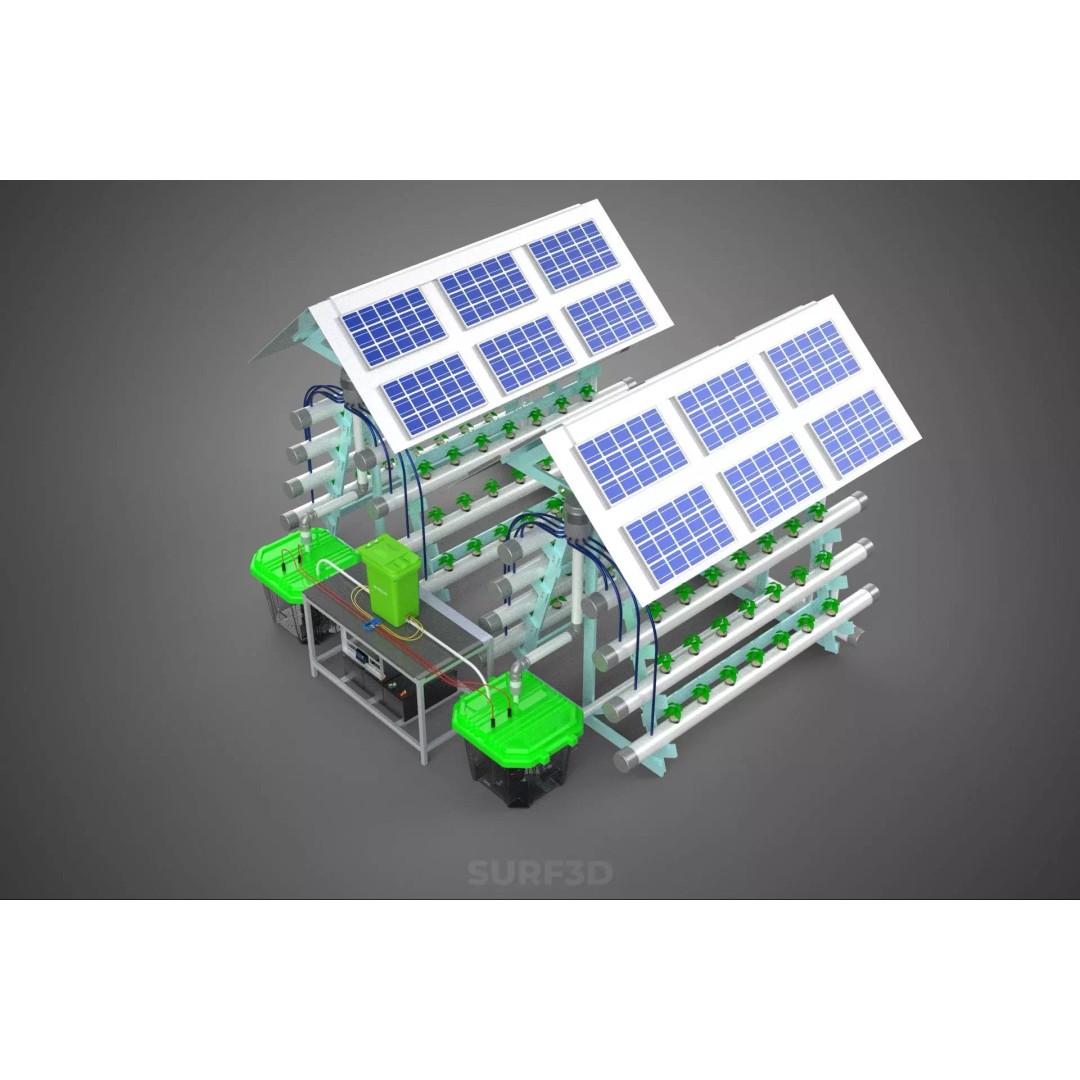 IoT Smart Hydroponic Solar Panel Power Farm 3D Model – PBR Game Asset, FBX, OBJ - View 8