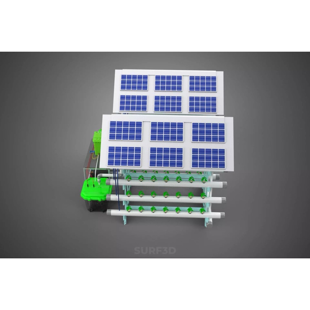 IoT Smart Hydroponic Solar Panel Power Farm 3D Model – PBR Game Asset, FBX, OBJ - View 9