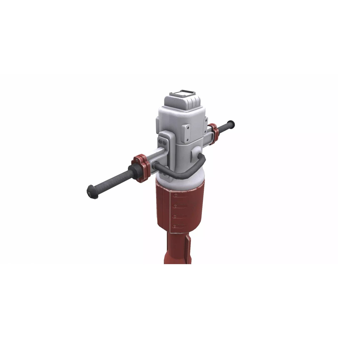 Old Jackhammer 3D Model – Low Poly PBR Game Asset, FBX, OBJ - View 11