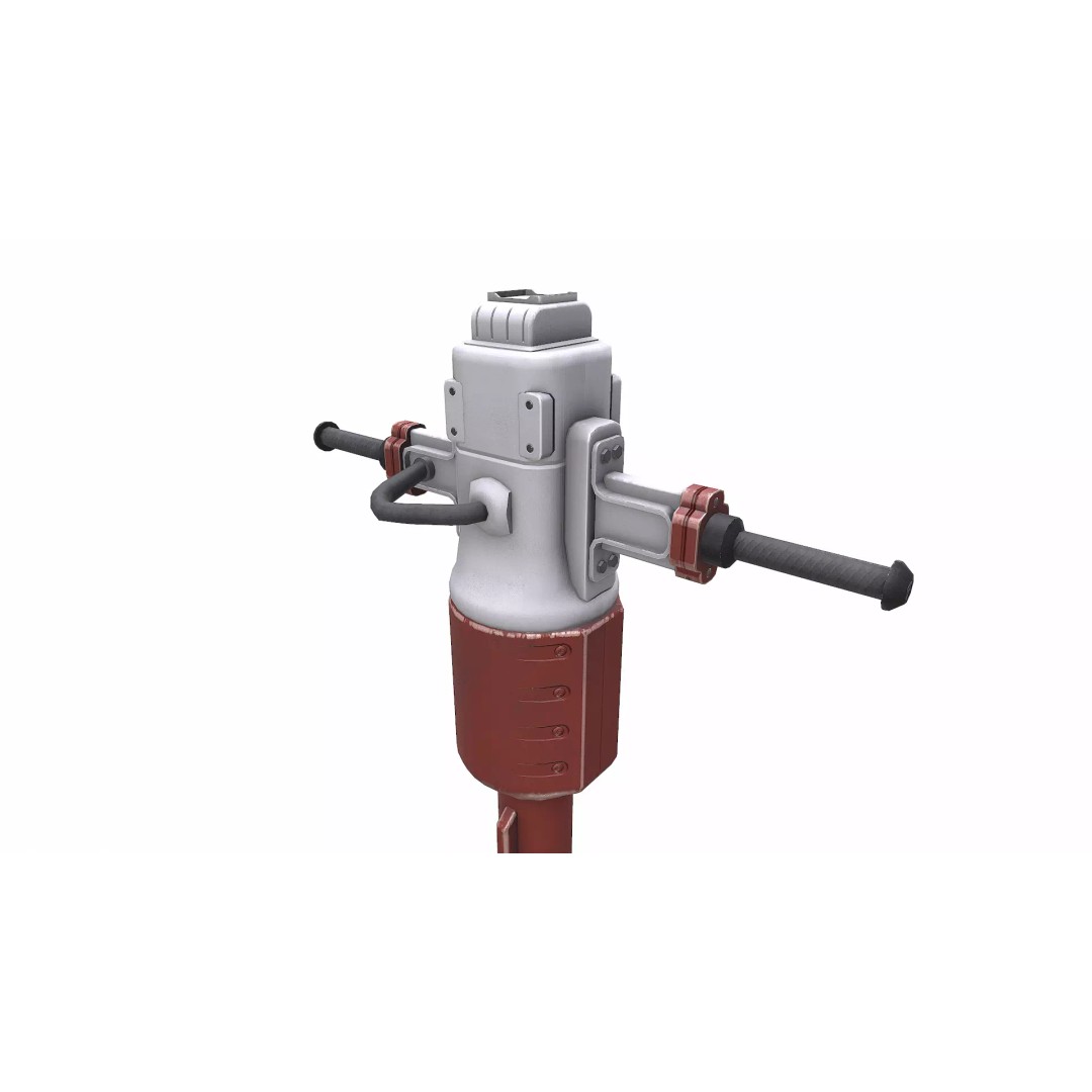 Old Jackhammer 3D Model – Low Poly PBR Game Asset, FBX, OBJ - View 12
