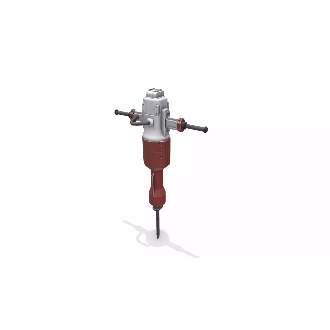Old Jackhammer 3D Model – Low Poly PBR Game Asset, FBX, OBJ - View 4