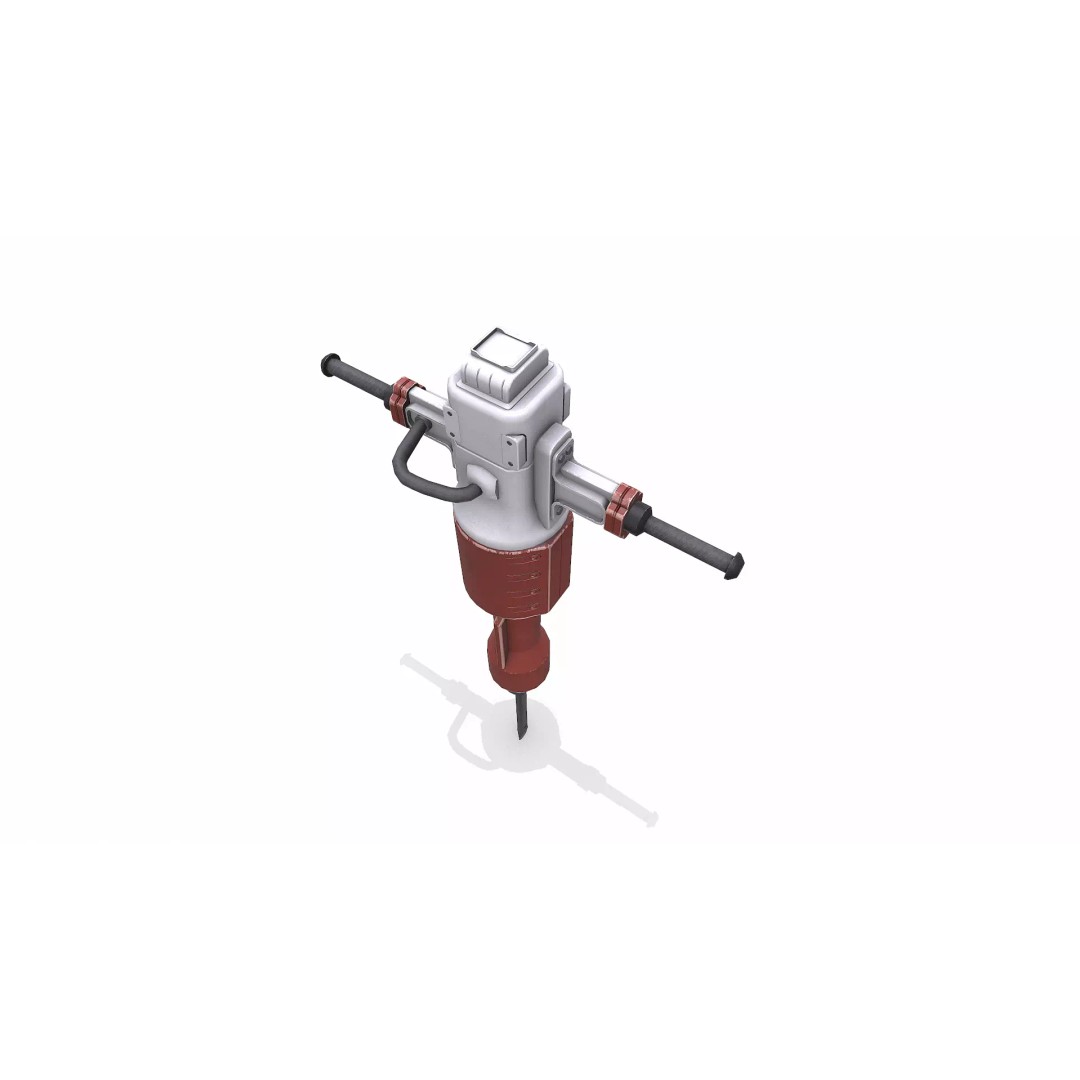 Old Jackhammer 3D Model – Low Poly PBR Game Asset, FBX, OBJ - View 5