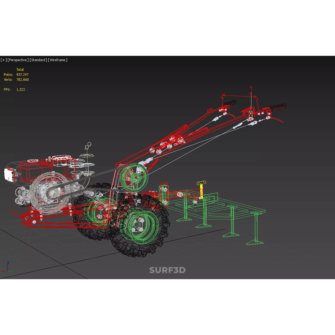 Tine Tooth Plow 3D Model – High-Quality Agricultural Asset, FBX, OBJ - View 31