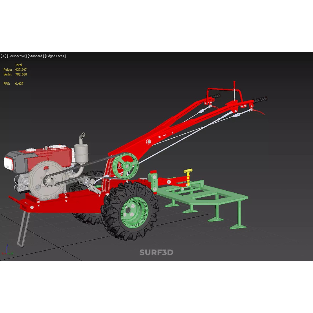 Tine Tooth Plow 3D Model – High-Quality Agricultural Asset, FBX, OBJ - View 32