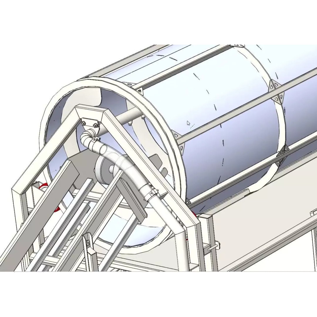 Rotary Vegetable and Fruit Drum Washing Machine 3D Model – Industrial Cleaning Equipment, FBX - View 14