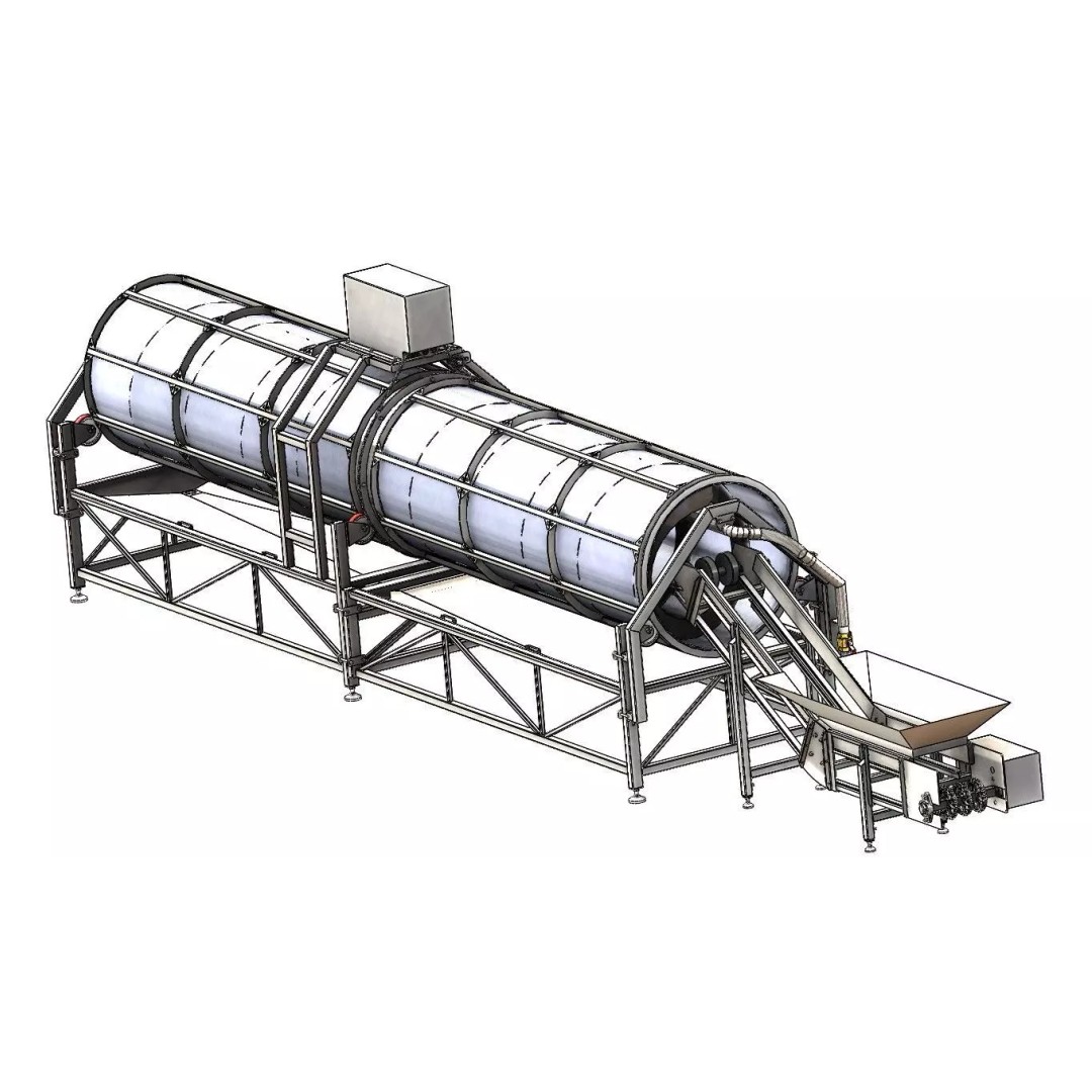 Rotary Vegetable and Fruit Drum Washing Machine 3D Model – Industrial Cleaning Equipment, FBX - View 3