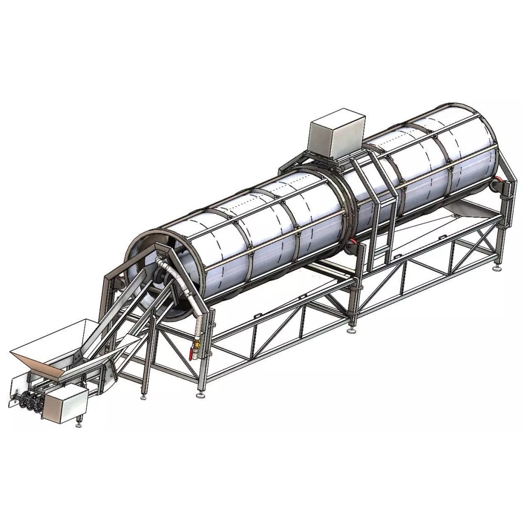 Rotary Vegetable and Fruit Drum Washing Machine 3D Model – Industrial Cleaning Equipment, FBX - View 5