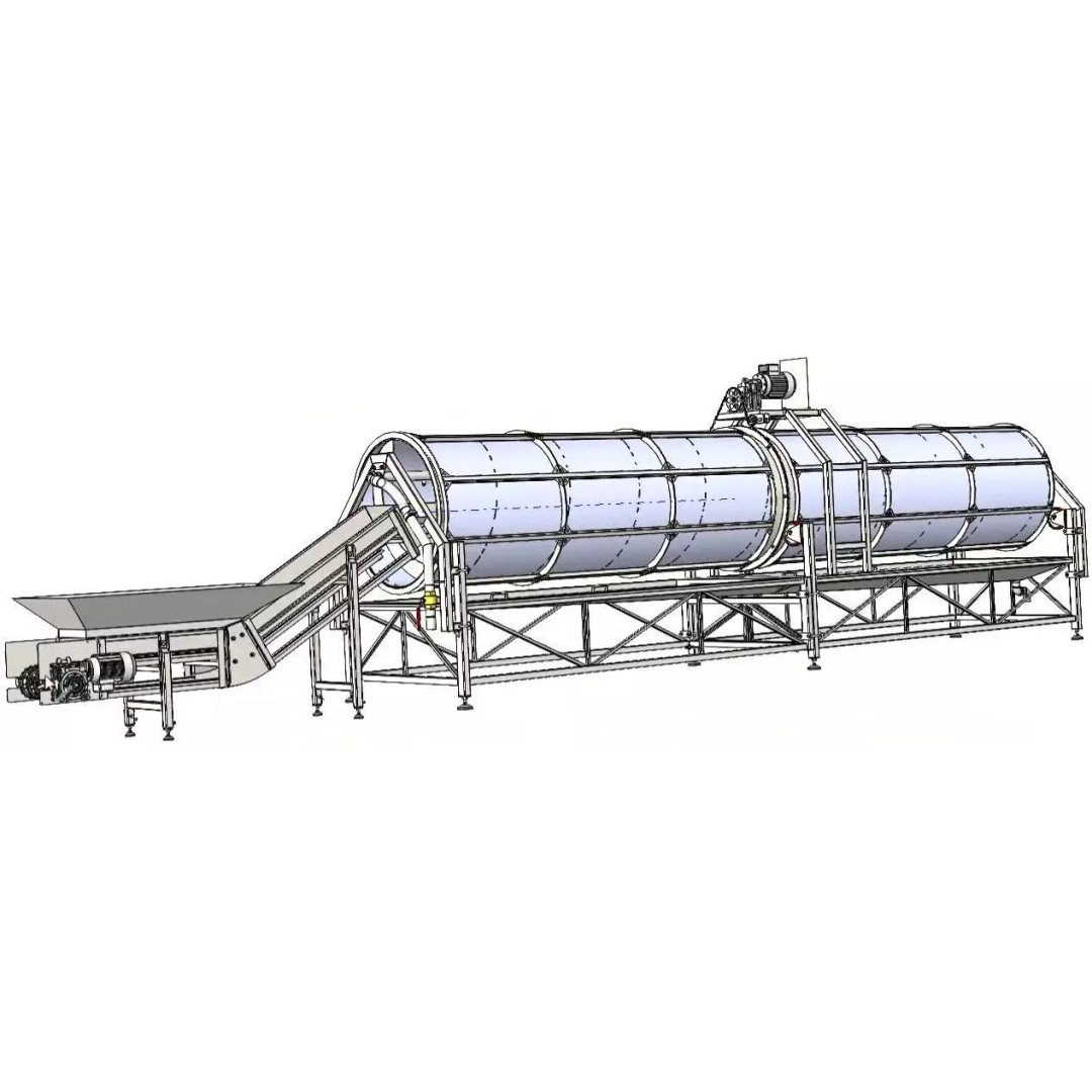 Rotary Vegetable and Fruit Drum Washing Machine 3D Model – Industrial Cleaning Equipment, FBX - View 6