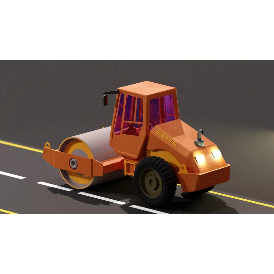 Road Roller 3D Model – PBR Textured Industrial Vehicle, FBX - View 10