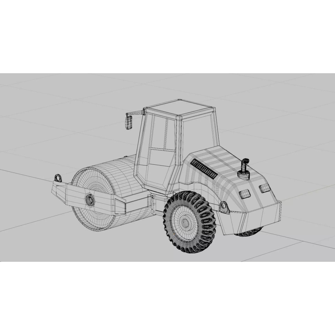 Road Roller 3D Model – PBR Textured Industrial Vehicle, FBX - View 11
