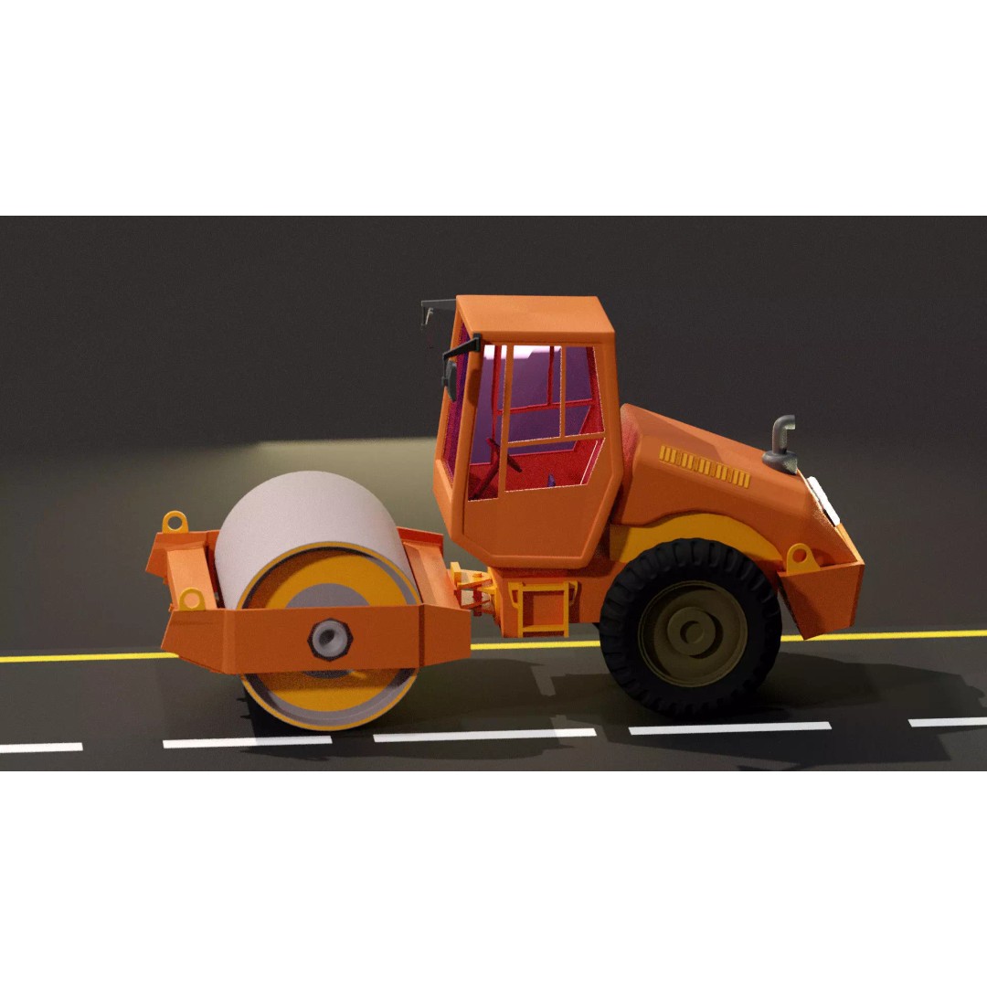 Road Roller 3D Model – PBR Textured Industrial Vehicle, FBX - View 12