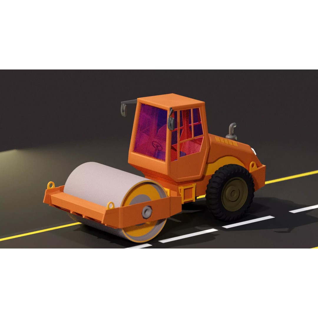 Road Roller 3D Model – PBR Textured Industrial Vehicle, FBX - View 14