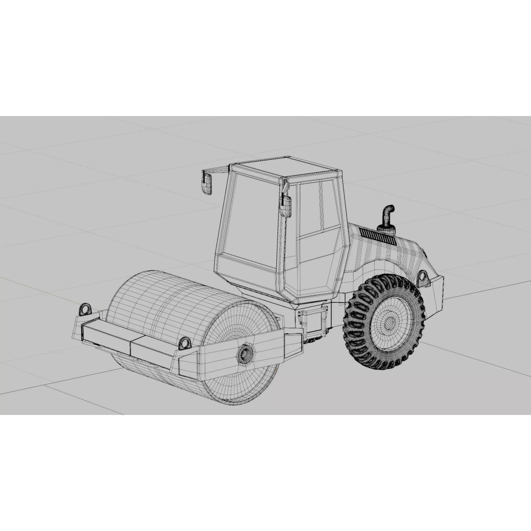 Road Roller 3D Model – PBR Textured Industrial Vehicle, FBX - View 15
