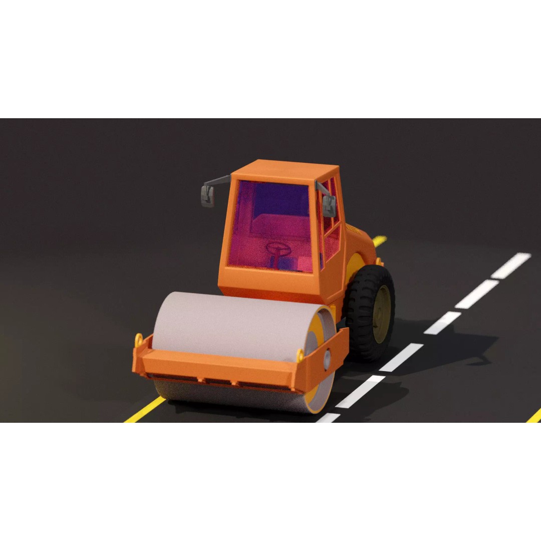 Road Roller 3D Model – PBR Textured Industrial Vehicle, FBX - View 16