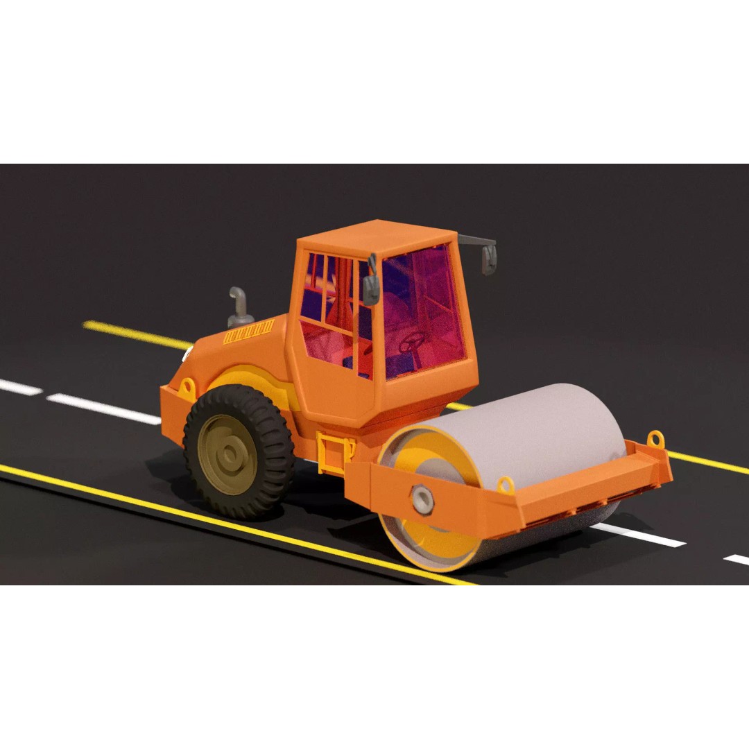 Road Roller 3D Model – PBR Textured Industrial Vehicle, FBX - View 18