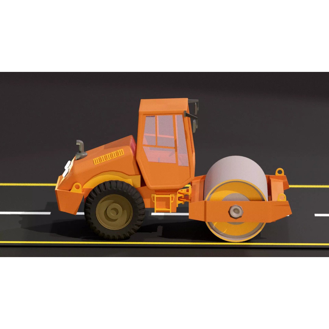 Road Roller 3D Model – PBR Textured Industrial Vehicle, FBX - View 2