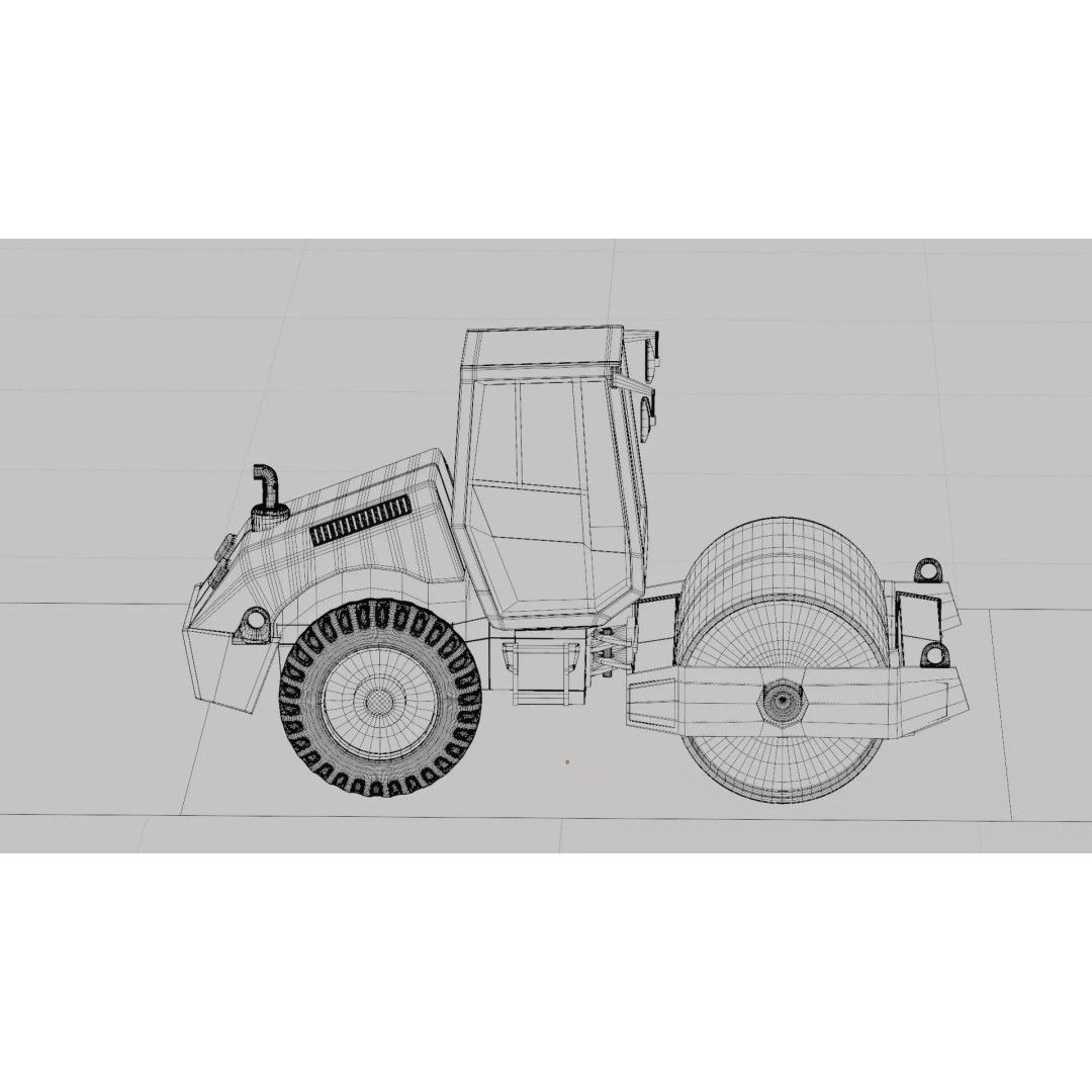 Road Roller 3D Model – PBR Textured Industrial Vehicle, FBX - View 3
