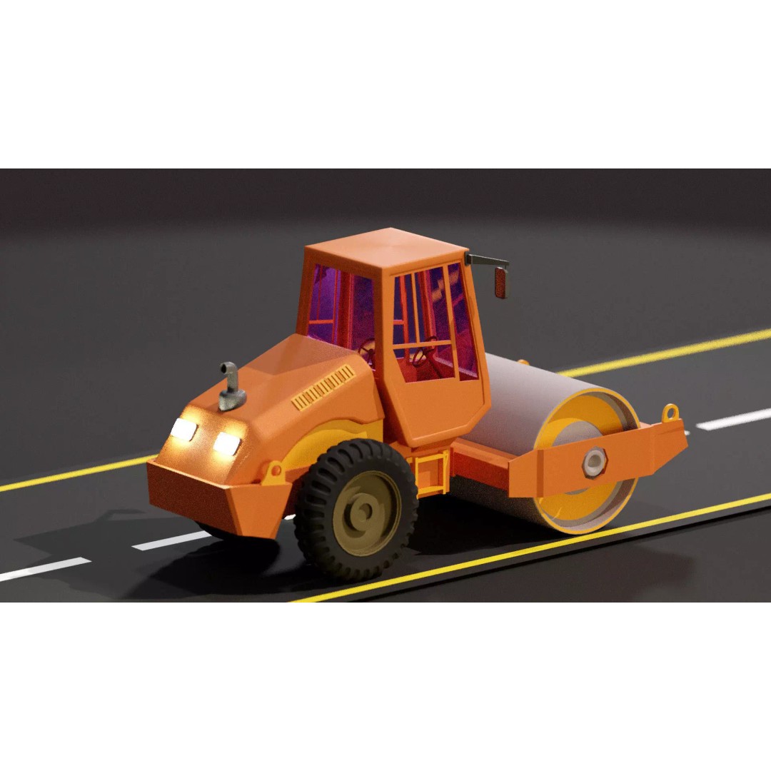 Road Roller 3D Model – PBR Textured Industrial Vehicle, FBX - View 4
