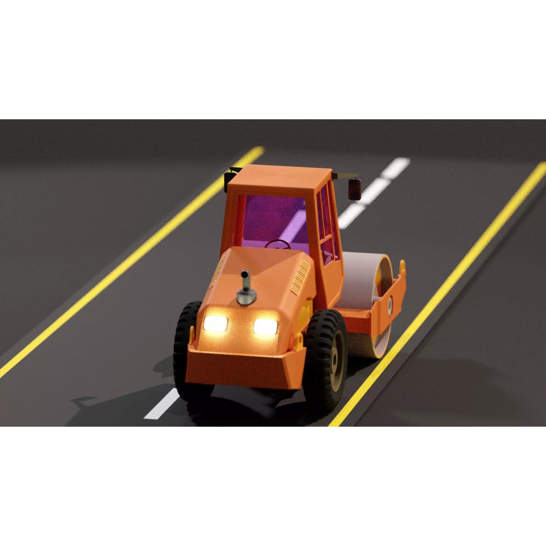 Road Roller 3D Model – PBR Textured Industrial Vehicle, FBX - View 6