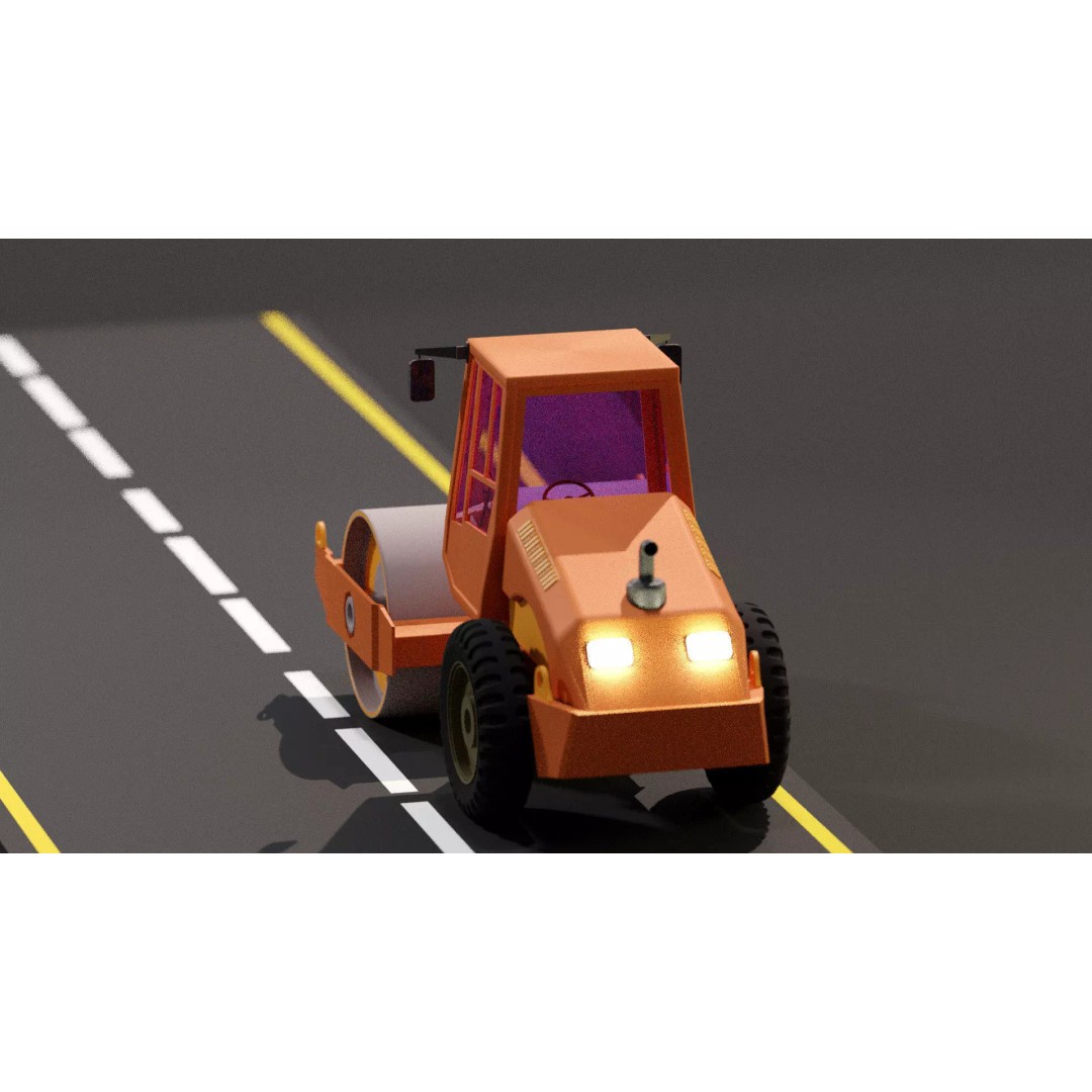 Road Roller 3D Model – PBR Textured Industrial Vehicle, FBX - View 8