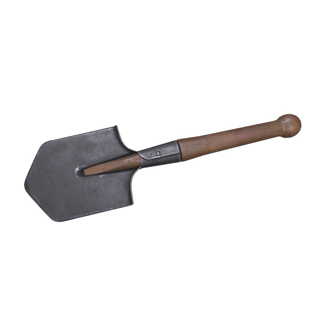 World War 1 Shovel 3D Model – Low Poly PBR Game Asset, FBX, OBJ - View 12