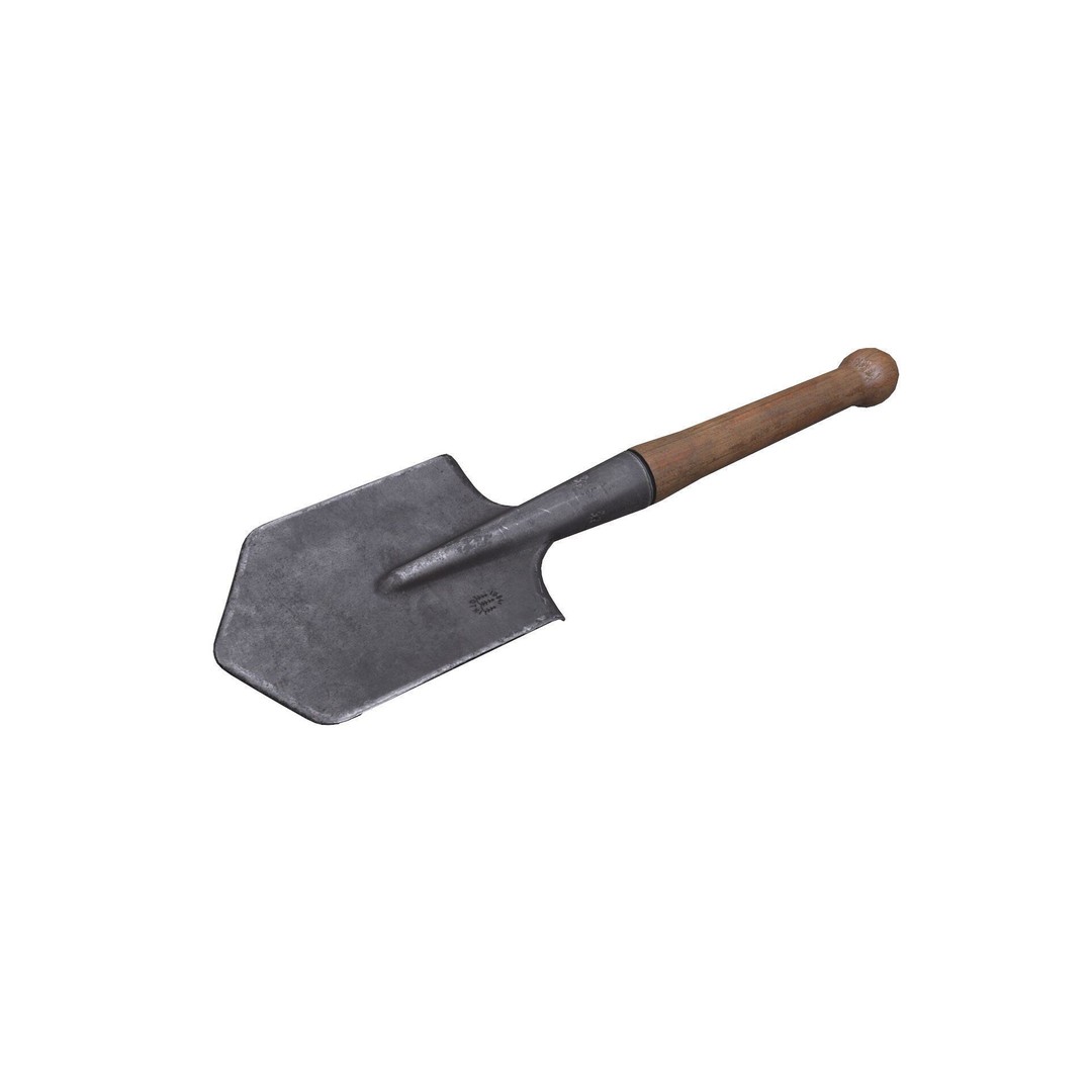 World War 1 Shovel 3D Model – Low Poly PBR Game Asset, FBX, OBJ - View 3