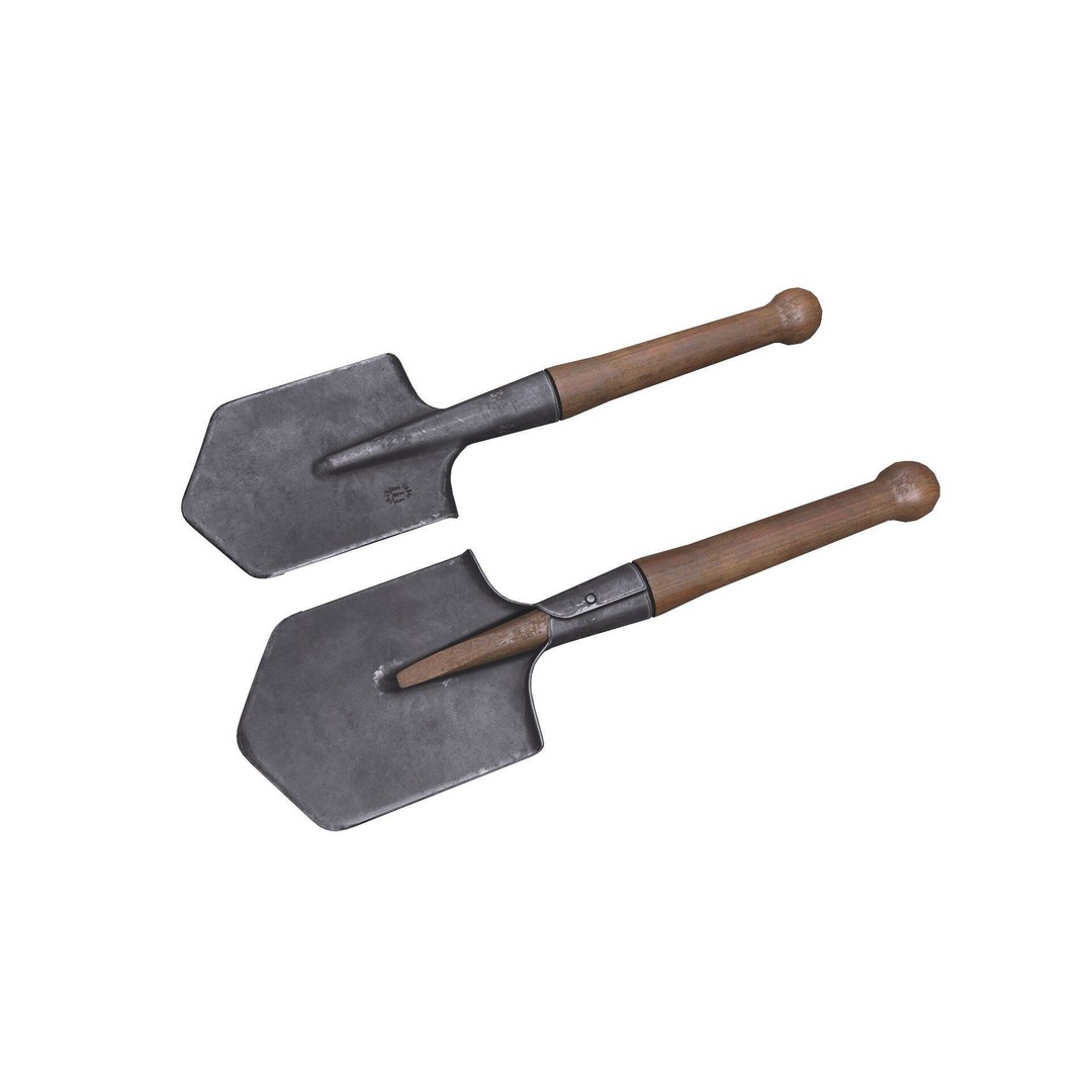 World War 1 Shovel 3D Model – Low Poly PBR Game Asset, FBX, OBJ - View 4