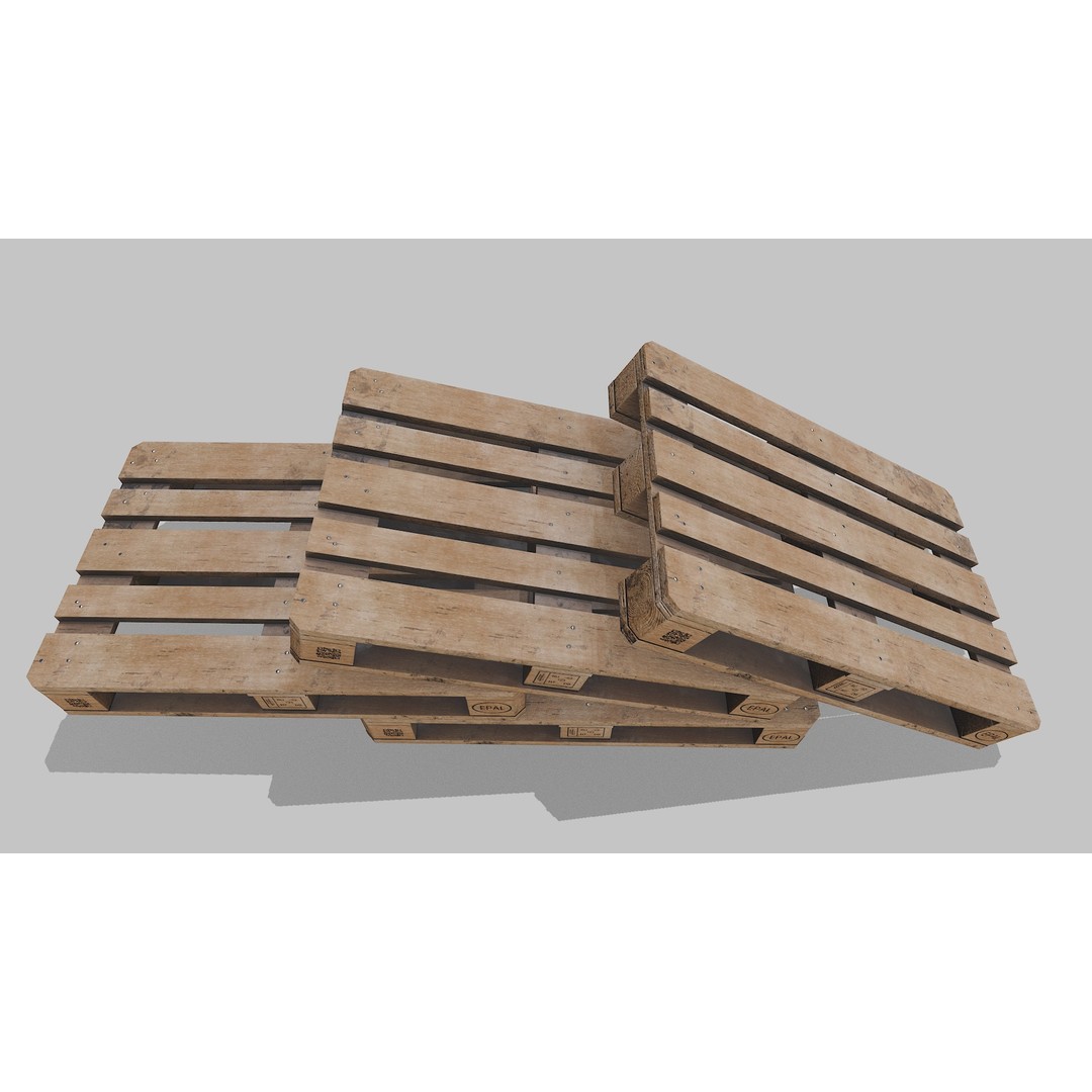 Wooden Pallets 3D Model – Low Poly Game Asset, FBX & OBJ Formats - View 10