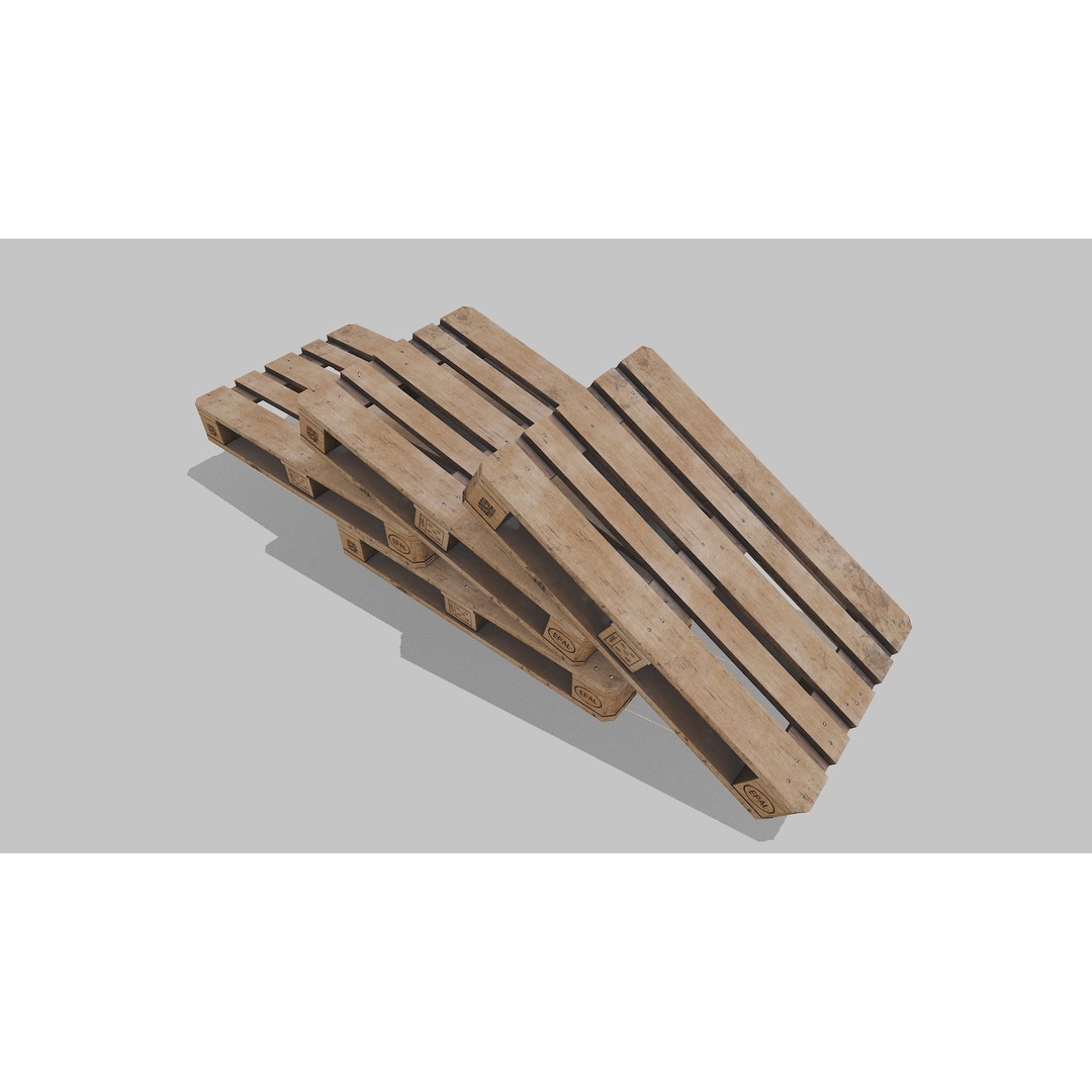 Wooden Pallets 3D Model – Low Poly Game Asset, FBX & OBJ Formats - View 11