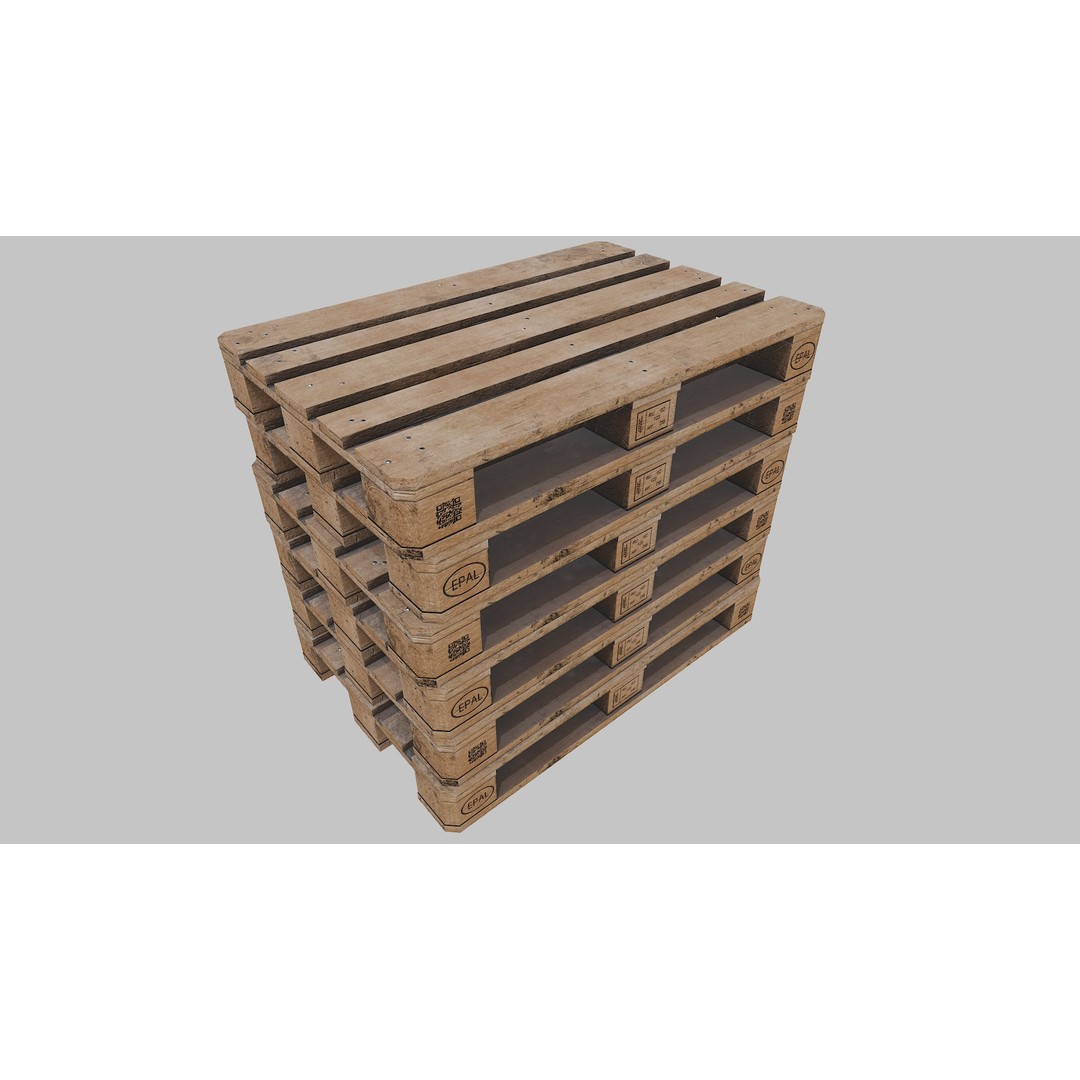Wooden Pallets 3D Model – Low Poly Game Asset, FBX & OBJ Formats - View 12