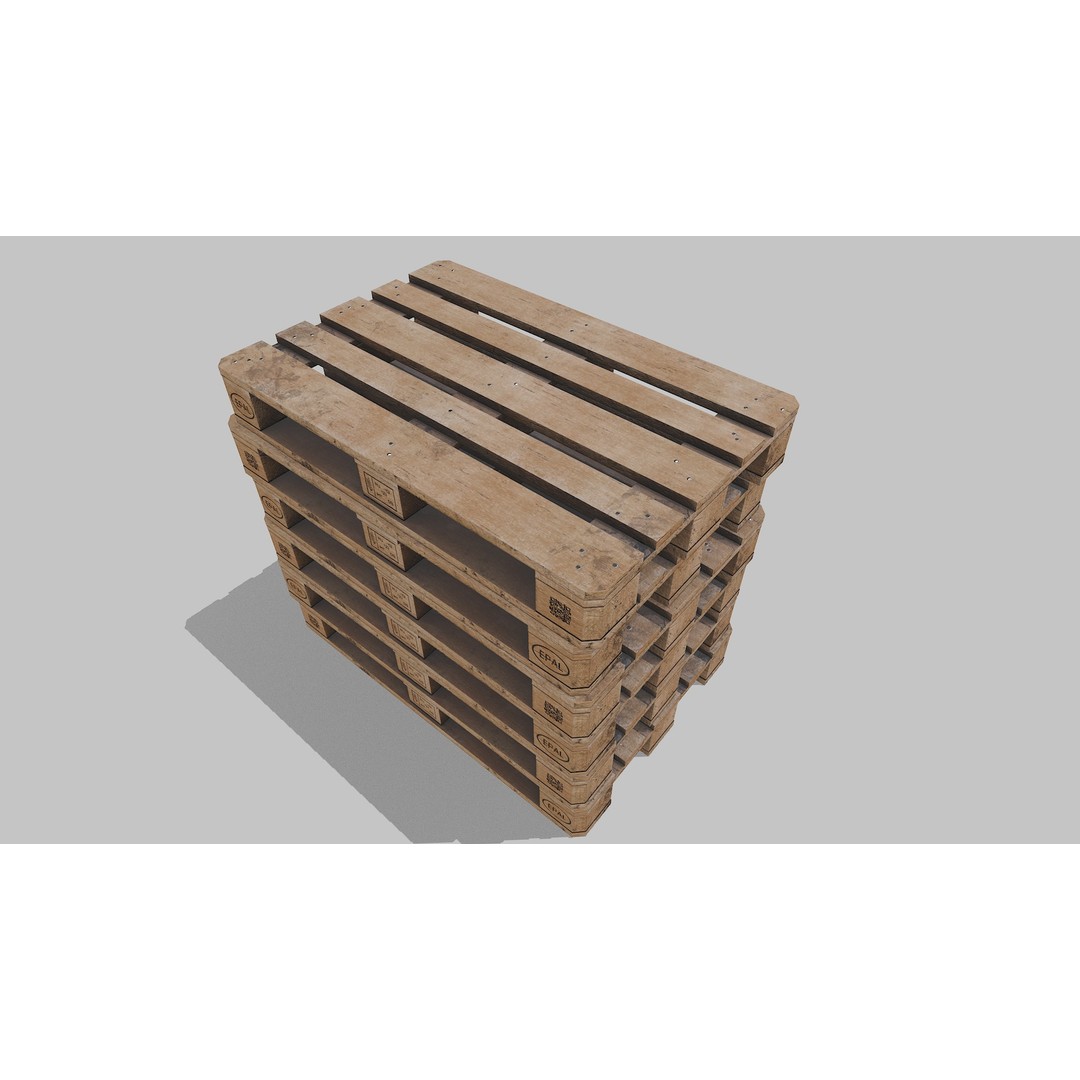 Wooden Pallets 3D Model – Low Poly Game Asset, FBX & OBJ Formats - View 14